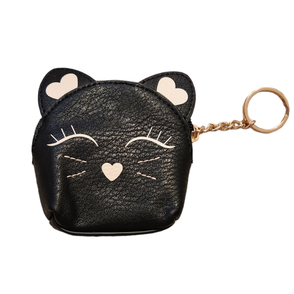 LC Black Cat Mini Coin Purse Keychain Bag - Picture 1 of 7